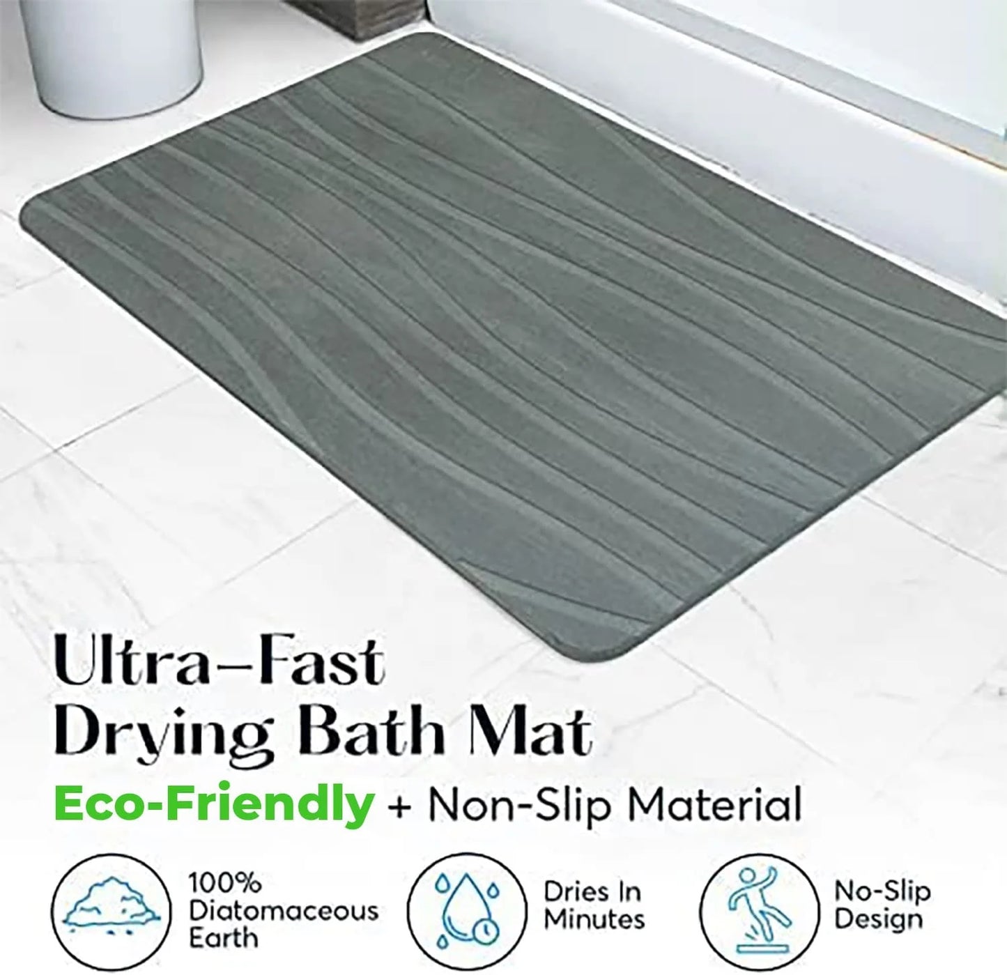 Quick-Dry Stone Bath Mat - Diatomaceous Earth - Latest Technology